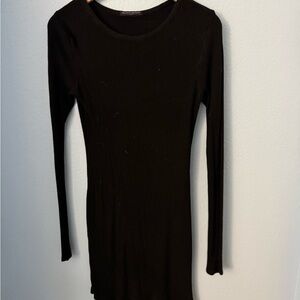 Brandy Melville one size fits all knit Black Long Sleeve Ribbed Dress